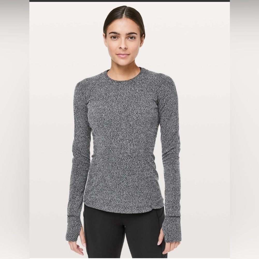 Lululemon Runderful Long Sleeve Rush Jacquard Black White size 10